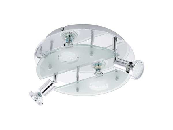 Eglo Cabo 1 - Spotlight för tak/vägg - LED-spotlight x 4 - GU10 - 3 W (motsvarande 23 W) - klass A+ - varmt vitt ljus - 3000 K - vit, klar, krom