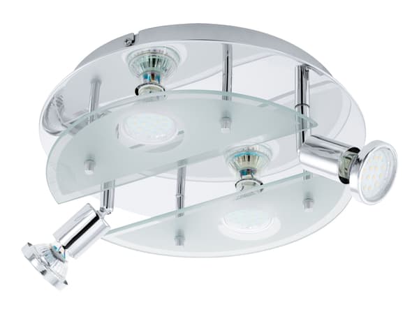 Eglo Cabo 1 - Spotlight för tak/vägg - LED-spotlight x 4 - GU10 - 3 W (motsvarande 23 W) - klass A+ - varmt vitt ljus - 3000 K - vit, klar, krom