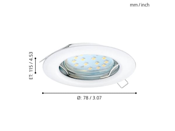 EGLO PENETO, Innsunket spotlight, GU10, LED, 3000 K, 240 lm, Hvit