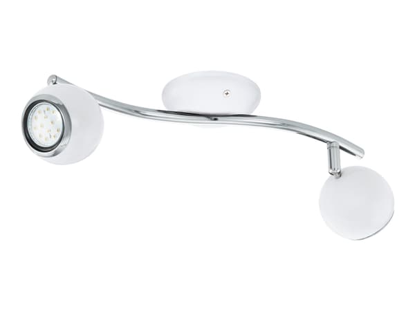 Eglo Bimeda - Lyskaster - LED-pære for søkelys x 2 - GU10 - 3 W (ekvivalent 23 W) - klasse A+ - varmt hvitt lys - 3000 K - hvit, krom Sølv, Hvit