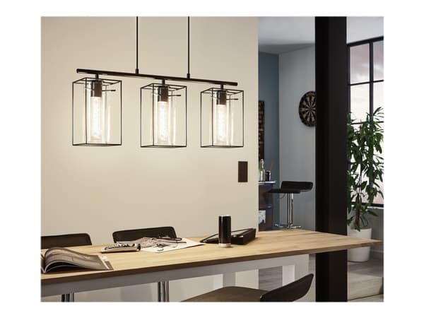 Eglo Loncino - Taklampe - 3 innganger - E27 - svart, transparent svart
