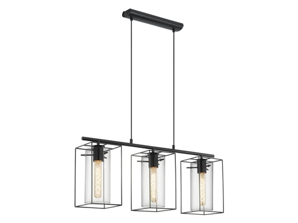 Eglo Loncino - Taklampe - 3 innganger - E27 - svart, transparent svart