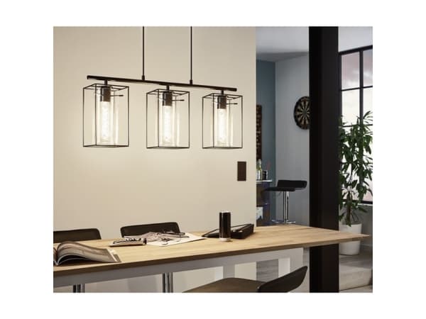 Eglo Loncino - Taklampe - 3 innganger - E27 - svart, transparent svart