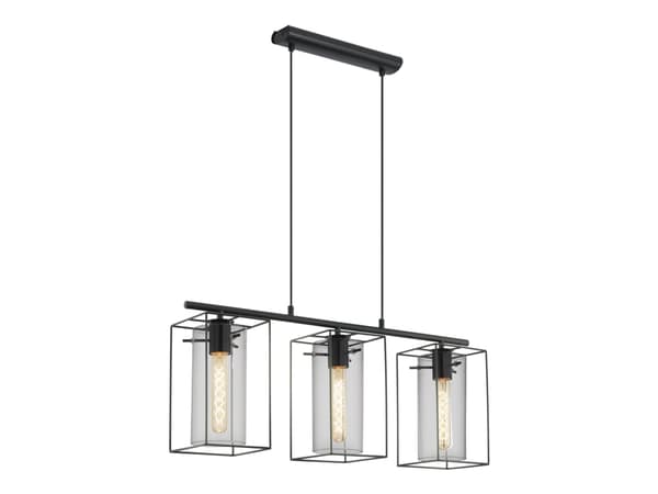 Eglo Loncino - Taklampe - 3 innganger - E27 - svart, transparent svart