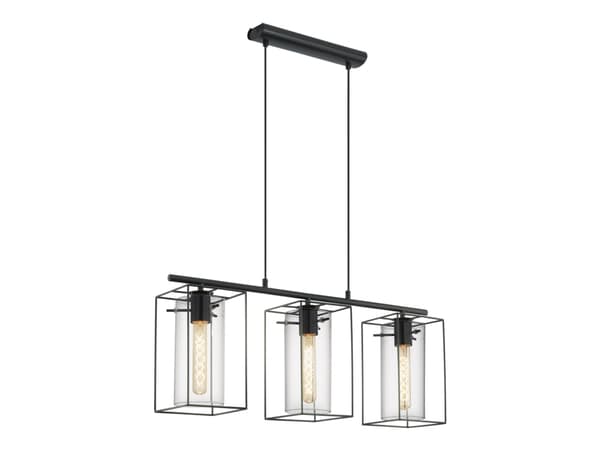Eglo Loncino - Taklampe - 3 innganger - E27 - svart, transparent svart
