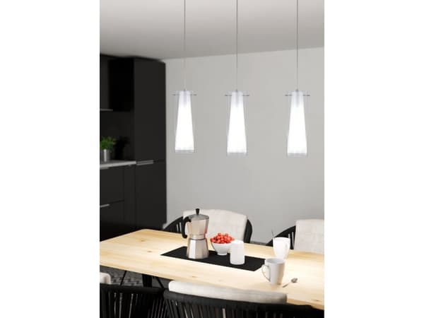 Eglo Pinto - Hängande lampa - 3 uttag - E27 - conical - krom, klar, vit
