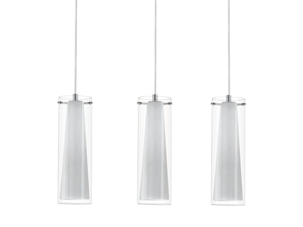 Eglo Pinto - Hängande lampa - 3 uttag - E27 - conical - krom, klar, vit