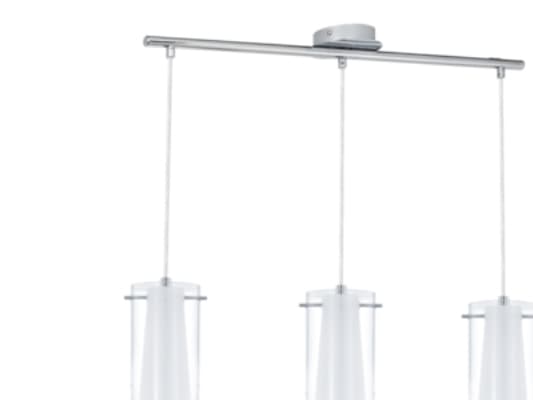 Eglo Pinto - Hängande lampa - 3 uttag - E27 - conical - krom, klar, vit