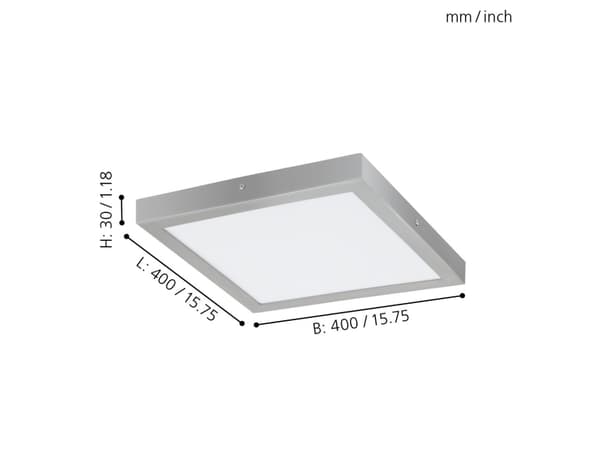 EGLO 97269, Rektangulær, Tak, Sølv, Aluminium, Plast, II, 25 W