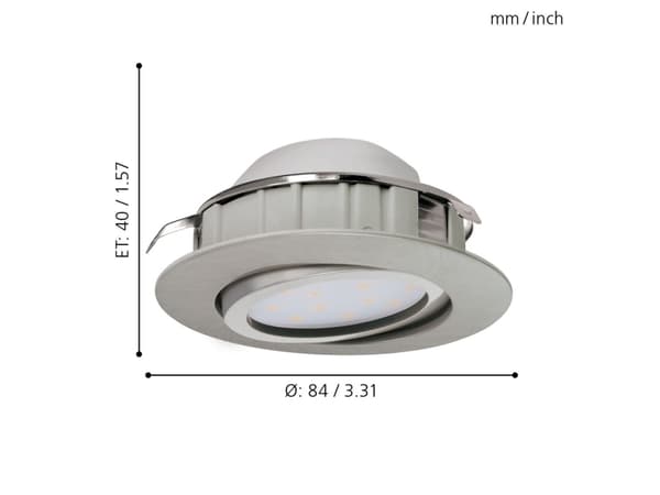 EGLO Pineda, Nedtryckbar spotlight, Glödlampan/-lamporna kan inte bytas ut, LED, 6 W, 3000 K, Nickel