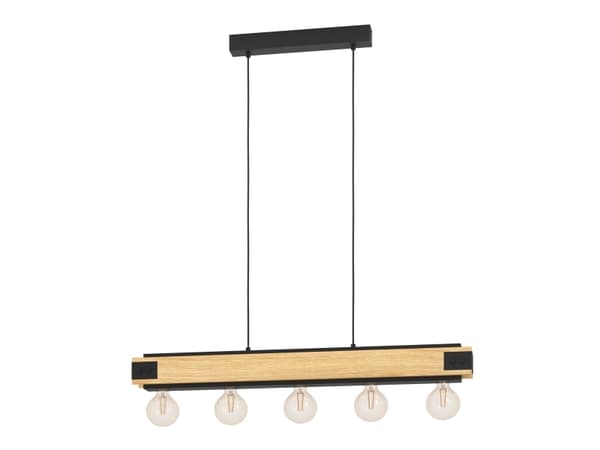EGLO Layham, Flexibelt fäste, Svart, Brun, Svart, Brun, Stål, Trä, inomhus, IP20