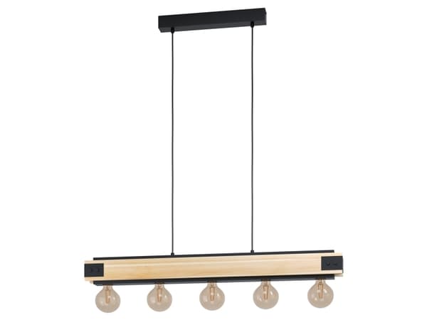 EGLO Layham, Flexibelt fäste, Svart, Brun, Svart, Brun, Stål, Trä, inomhus, IP20