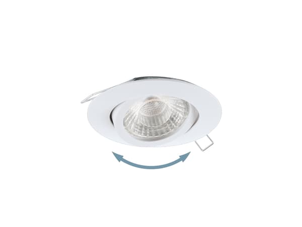 EGLO Tedo 1, Innsunket spotlight, Ikke-utskiftbare pærer, 5 W, 3000 K, 400 lm, Hvit