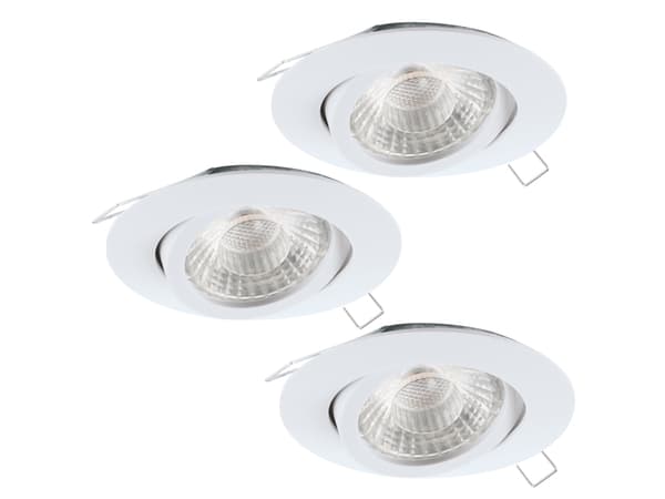 EGLO Tedo 1, Innsunket spotlight, Ikke-utskiftbare pærer, 5 W, 3000 K, 400 lm, Hvit