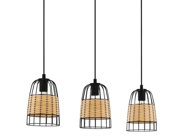 EGLO Anwick, Fleksibel montering, Sort, Brun, Sort, Brun, Stål, Rattan (vifte), Innendørs
