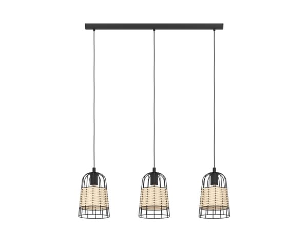 EGLO Anwick, Fleksibel montering, Sort, Brun, Sort, Brun, Stål, Rattan (vifte), Innendørs