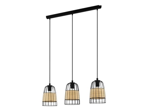 EGLO Anwick, Fleksibel montering, Sort, Brun, Sort, Brun, Stål, Rattan (vifte), Innendørs