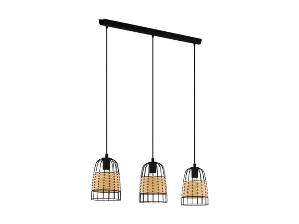 EGLO Anwick, Fleksibel montering, Sort, Brun, Sort, Brun, Stål, Rattan (vifte), Innendørs Sort, Brun