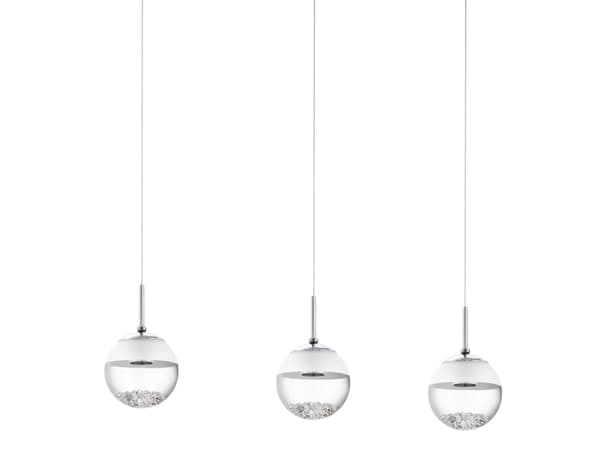 EGLO Montefio 1, Fleksibel montering, Kromfarget, Gjennomsiktig, Hvit, Gjennomsiktig, Hvit, Stål, Krystall, Glass, Innendørs