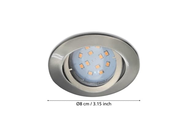 EGLO Tedo, Innsunket spotlight, Ikke-utskiftbare pærer, LED, 5 W, 3000 K, Nickel