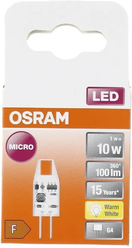 Osram STAR, 1 W, 10 W, G4, 100 lm, 15000 h, Lämmin valkoinen
