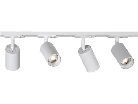 Spotlight Focus Track GU10-sæt 1-faset hvid, vipbar 90°, roterbar 350°, 1-faset adapter, IP20. Inkl. 4 stk. armaturer.