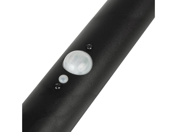 Taklys Maclean Solar LED-lampe med Maclean MCE465 B sensor, svart, IP44, 3 lysmoduser, Li-ion 18650 batteri 3,7V 1200 mAh, hamret