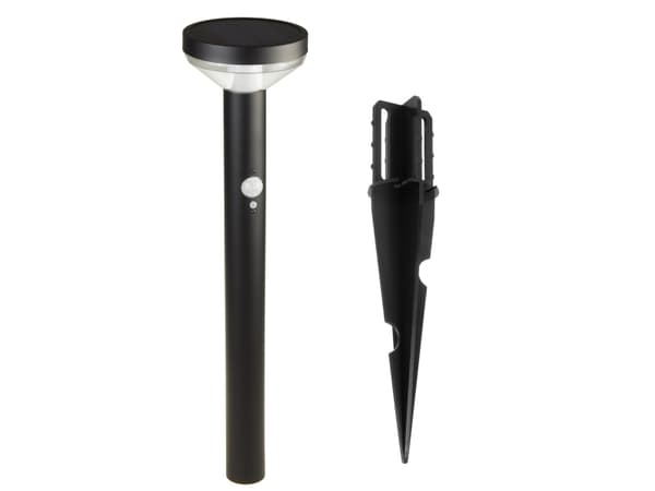 Taklys Maclean Solar LED-lampe med Maclean MCE465 B sensor, svart, IP44, 3 lysmoduser, Li-ion 18650 batteri 3,7V 1200 mAh, hamret