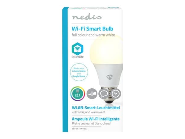 Nedis Wi-Fi Smart WIFILC11WTE27 - LED-glödlampa - form: A60 - E27 - 6 W (motsvarande 40 W) - klass G - RGB-lampa - 2700 K - vit