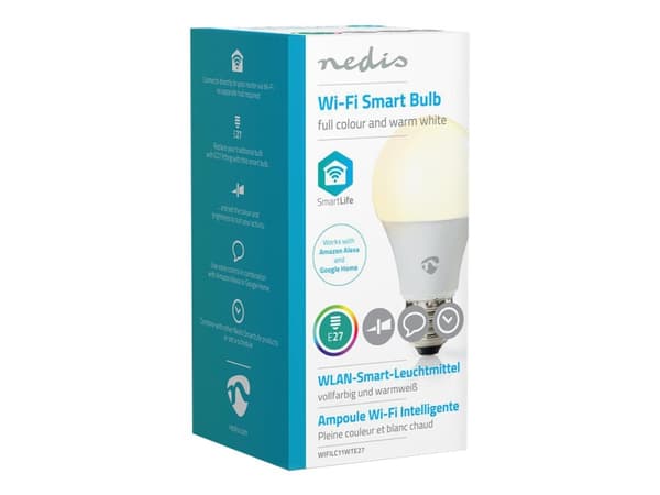Nedis Wi-Fi Smart WIFILC11WTE27 - LED-glödlampa - form: A60 - E27 - 6 W (motsvarande 40 W) - klass G - RGB-lampa - 2700 K - vit