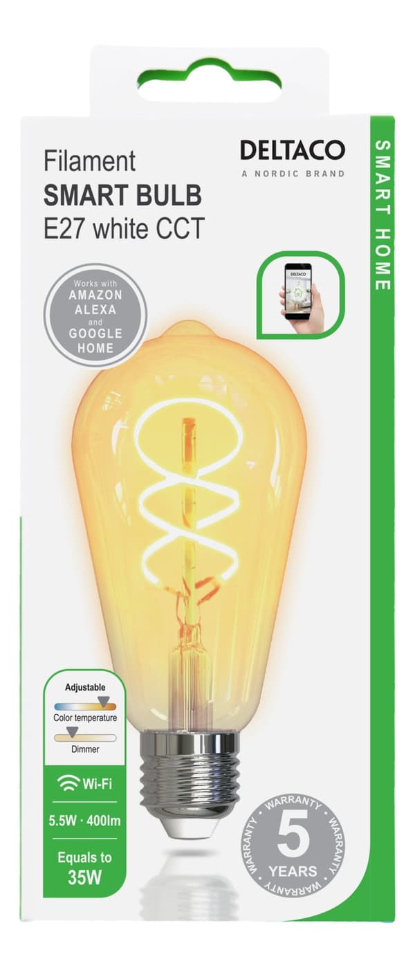 SMART H Spiral LED filament lamp E27 WiFI 2.4GHz 470lm Dim