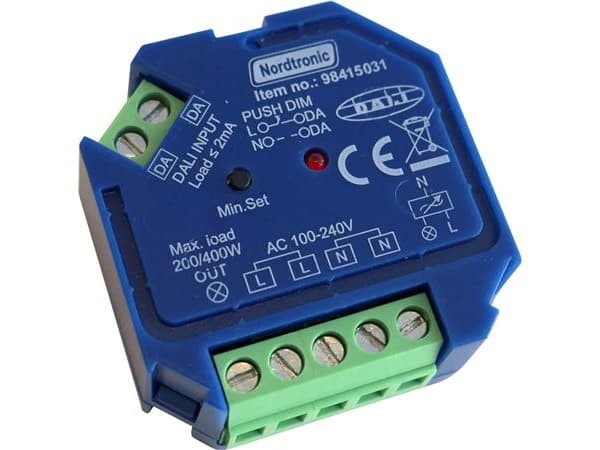 Box Dimmer Dali LED 0-200W / Halogen 0-400W, dimmer med bakre kant