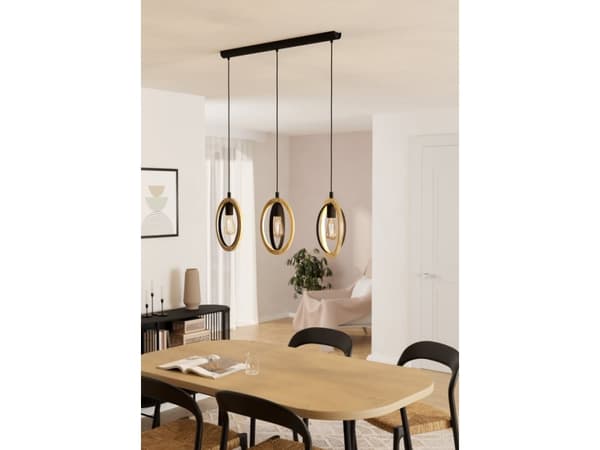 Eglo Basildon - Taklampe - 3 innganger - E27 - svart, brun