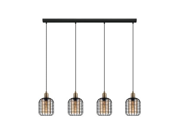 EGLO CHISLE pendant light, Joustava kiinnitys, Musta, Pronssi, Meripihka, Terästä, Lasi, Retro