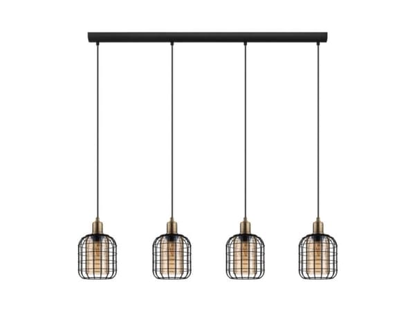 EGLO CHISLE pendant light, Fleksibel montering, Sort, Bronse, Rav, Stål, Glass, Retro Sort, Bronse