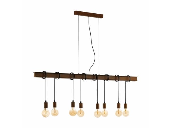 EGLO Townshend 4, 8 ampuller, E27, IP20, Sort, Brun Svart, Brun