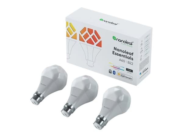 Nanoleaf Essentials - LED-glödlampa - form: A60 - E27 - 9 W (motsvarande 60 W) - klass F - 16 miljoner färger/justerbar vit - 2700-6500 K (paket om 3