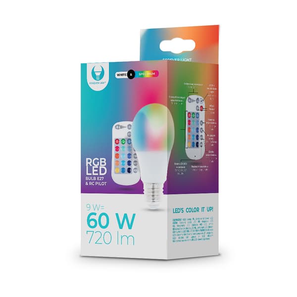 Forever LED-lampa E27 A60 RGB med fjärr