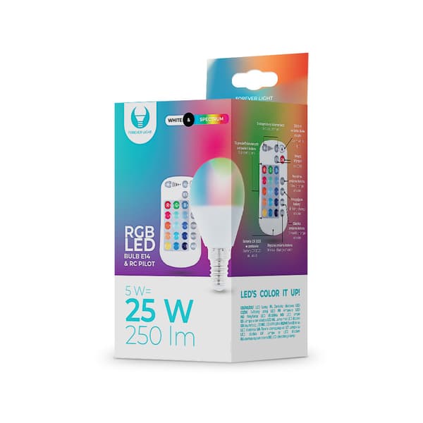 Forever LED-lamppu E14 G45 RGB kaukosäätimellä