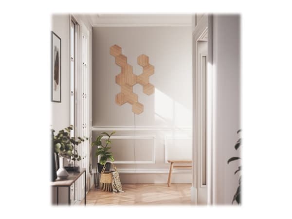 Nanoleaf Elements Starter Kit - Trådlös belysningspanel - LED x 13 - totalt: 24.83 W - varmt till kallt vitt ljus - sexhörning - trä