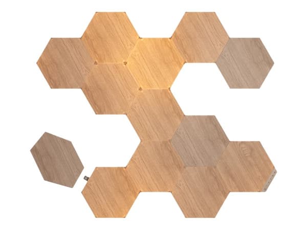 Nanoleaf Elements Starter Kit - Trådlös belysningspanel - LED x 13 - totalt: 24.83 W - varmt till kallt vitt ljus - sexhörning - trä