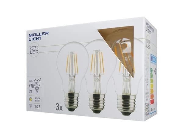 Müller-Licht 400290, 4 W, 40 W, E27, 470 lm, 10000 t, Varm hvit