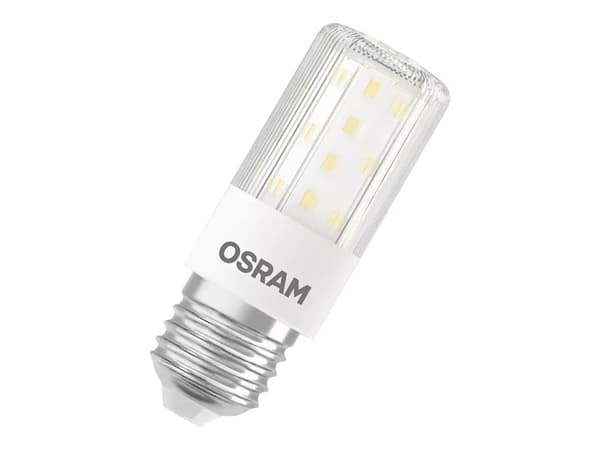 LEDVANCE T Slim - LED-glödlampa - form: majs - klar finish - E27 - 7.3 W (motsvarande 60 W) - klass E - varmt vitt ljus - 2700 K