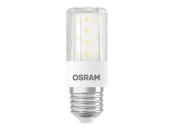 LEDVANCE T Slim - LED-glödlampa - form: majs - klar finish - E27 - 7.3 W (motsvarande 60 W) - klass E - varmt vitt ljus - 2700 K
