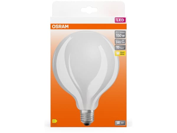 OSRAM LED STAR - LED-filamentlyspære - form: G125 - mattslipt finish - E27 - 17 W (ekvivalent 150 W) - klasse D - varmt hvitt lys - 2700 K