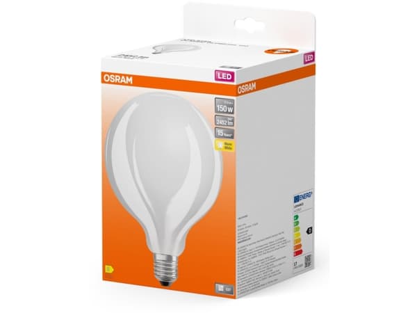 OSRAM LED STAR - LED-filamentlyspære - form: G125 - mattslipt finish - E27 - 17 W (ekvivalent 150 W) - klasse D - varmt hvitt lys - 2700 K
