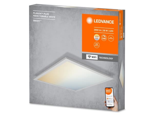 LEDVANCE SMART+ Planon Plus, Intelligent loftslys, Hvid, Wi-Fi, 3000 K, 6500 K, 2950 lm