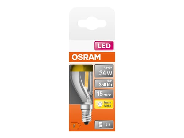 OSRAM LED STAR - LED-glödlampa med filament - form: P45 - klar finish - E14 - 4 W (motsvarande 34 W) - klass F - varmt vitt ljus - 2700 K