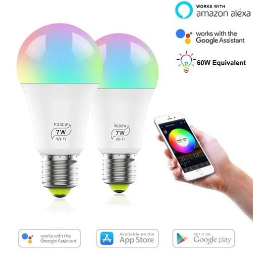2-Pack 7W Smart WIFI RGB LED-lampa E27