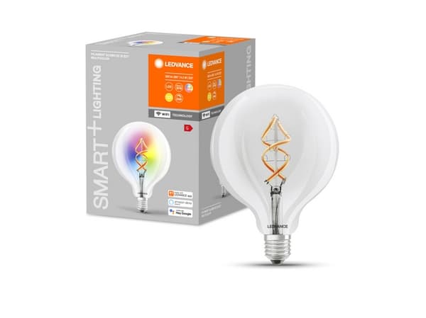 LEDVANCE SMART+ - LED-glödlampa med filament - form: glob - E27 - 4.5 W (motsvarande 30 W) - klass G - varmt vitt ljus - 2700 K - transparent